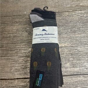 Tommy Bahama Men's Dark Gray / black Crew Socks - 5 Pack one size fits most cool